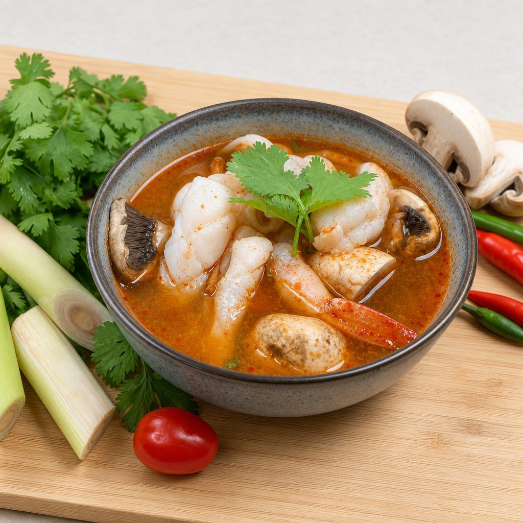 Tom Yum Seafood Soup.