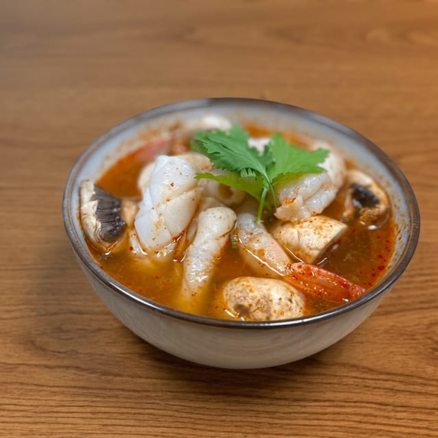 Tom Yum Seafood Soup.